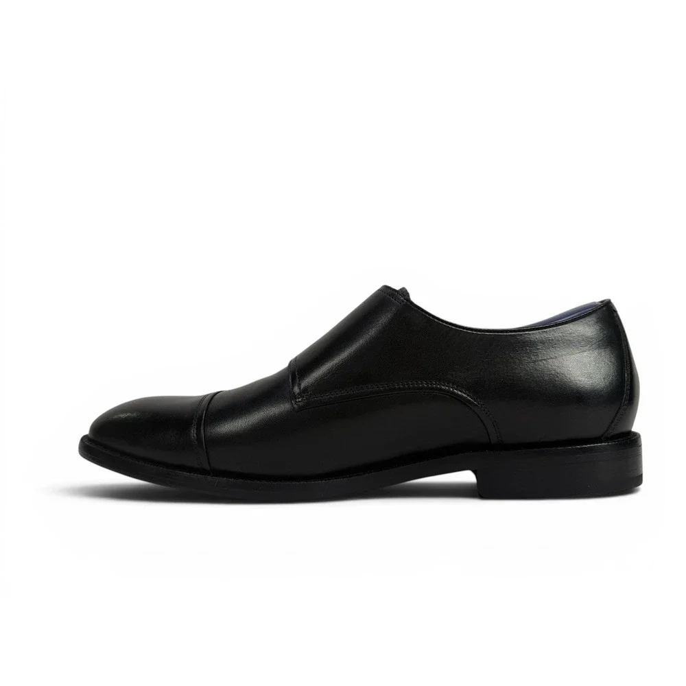 Cole Haan Harrison Monk Dress Shoe Mens 11 M‎ Black Leather Double Strap C36760